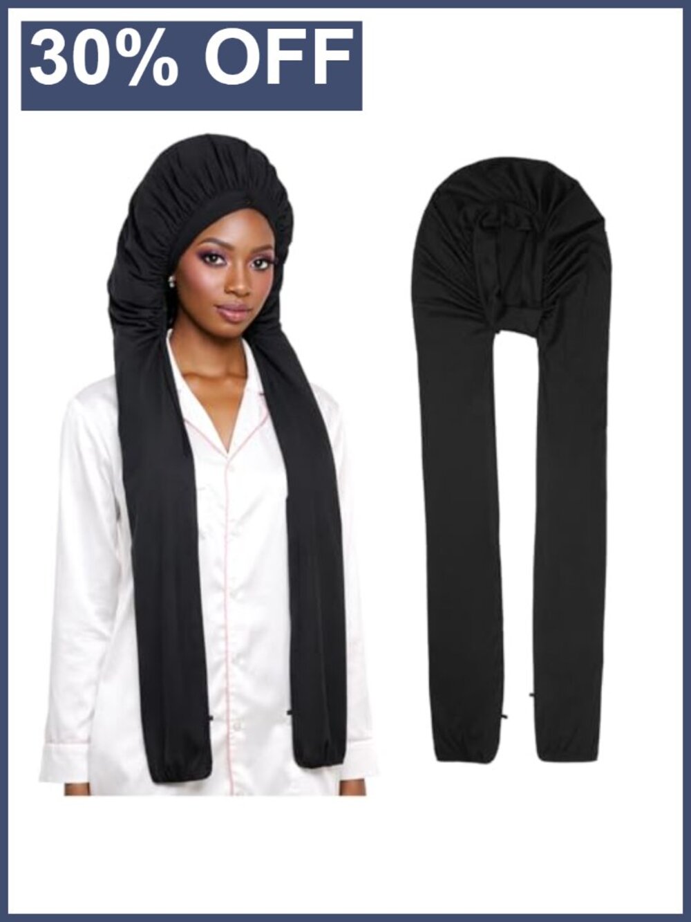 Long Braids Sleeping Bonnet for Women 2 in 1 UV Shield Polyester
